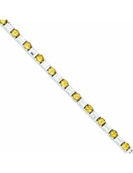 Genuine .925 Sterling Silver Citrine & Cz Bracelet 13 Grams . 100% Satisfaction Guaranteed.