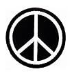Peace Sign Embroidered Patch Anti-War Hippie Iron-On Symbol Black