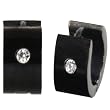 7mm Black Stainless Steel Cubic Zirconia Huggie Hoop Earrings