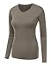 Doublju Women Long Sleeve V neck Slim Simple Basic T-shirt