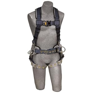 DBI/Sala 1100533 ExoFit Iron Worker Vest-Style Full Body Harness, Extra Large, Navy/Yellow