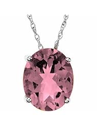 14K White Gold Oval Cut Pink Tourmaline Pendant -- LIFETIME WARRANTY