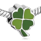 Pugster Four-Leaf Clover Green Yellow European Beads Fit Pandora Chamilia Biagi Charm Bracelet