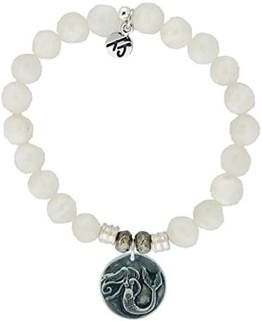 Semi-Precious Beaded Bracelet with Mermaid Charm (Moonstone )