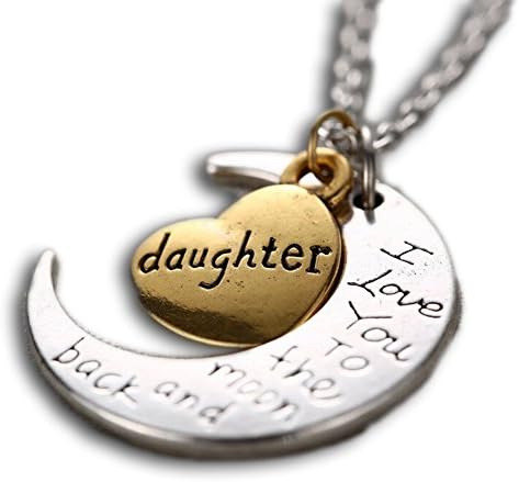 LiangXuanChen Two Tone I Love You To the Moon And Back Two Piece Pendant Necklace Daughter