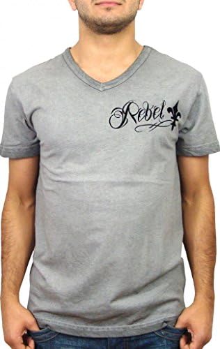 Rebel SpiritMen's Fleur & Eagle Short Sleeve Graphic Embroidered T-Shirt for Men