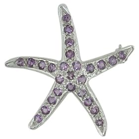Sterling Silver Amethyst Starfish Pin Pendant by The Judy Mayfield Collection