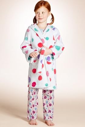 Younger Girls' Spot Print Hooded Dressing Gown