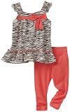 Babytogs Baby-girls Newborn Zebra Printed Tunic Top And Coral Capri Legging