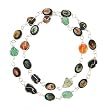 Semi-Precious Multi-Stone Necklace with Images of Saints and other Religious Icons - 24" Necklace