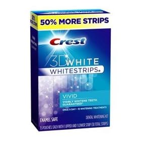 Crest 3D White Whitestrips Vivid Teeth Whitening System, dents blanchissent - 30 strips