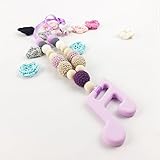 歯固め ジュエリー ママ授乳ネックレス シリコン音符型 赤ちゃんのおもちゃ ラーニングトイ[BPAフリー][FDA認可済]木育 安全 無味 パープル