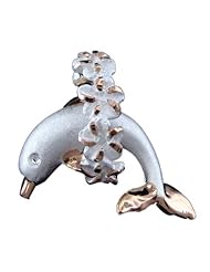 925 Silver Two Tone Rose Dolphin in Lei Pendant Hawaiian Silver Jewelry
