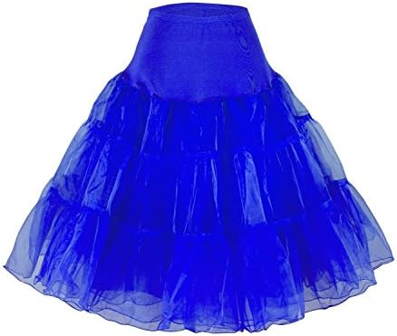 Luyan 50s Vintage Rockabilly Net Petticoat Skirt Tutu ,26" Length (10, Royal Blue)