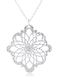 Argento Vivo Silver-Tone Laser-Cut Pendant Necklace, 16"