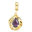14K Yellow Gold Cabochon Amethyst and Diamond Pendant