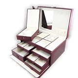 Coffret &agrave; Bijoux Cuir "So British" taupe aubergine