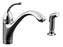 KOHLER K-10416-CP Forte Single Control Kitchen Sink Faucet with Sidespray and Lever Handle, Polished Chrome