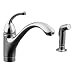 KOHLER K-10416-CP Forte Single Control Kitchen Sink Faucet with Sidespray and Lever Handle, Polished Chrome