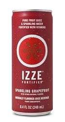 IZZE Fortified Sparkling Juice, Grapefruit, 8.4-Ounce Cans (Pack of 24)