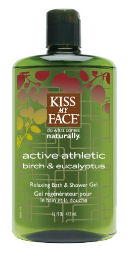 Kiss My Face Active Athletic Birch & Eucalyptus, Reviving Bath & Shower Gel, 16-Ounce Bottles (Pack of 3)