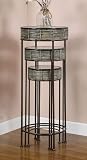 Powell Garden District Bronze with Black and Antique Sage 3-Piece Nested Accent Tables