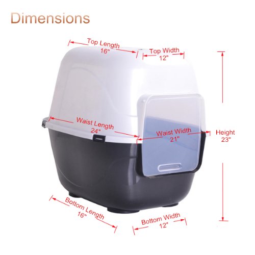 Favorite® 24Inch Cat Litter Box Extra Large Grey/ Jumbo Covered Litter