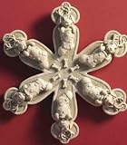 Cast Stone 11.5 PUPPY Dog SNOWFLAKE Holiday Plaque SCULPTURE by GEORGE Carruth Studio # 1054