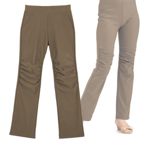 レディース ストレッチ のびのび美脚パンツ ベージュ