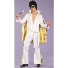 Mens Costumes 70's Elvis with Cape Costume 70s Las Vegas Outfit White Jumpsuit 1970 Rock and Roll King