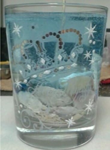SeaScape - Beach Scene - Princess Glass - Pale Blue Gel Candle