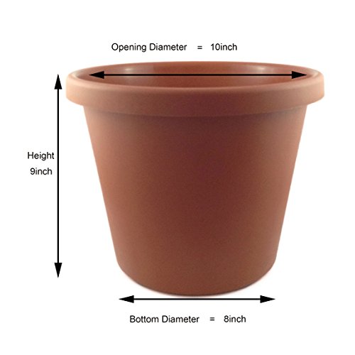 5 Plant Pots 10 Inch Diameter 2.5 gallons Saucer Included 100 Recycled Plastic Made