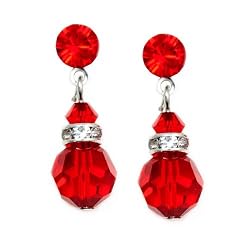 Red 8mm Swarovski Crystal Drop Earrings -- Made In USA