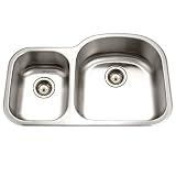 Houzer MC-3210SL-1 Medallion 32-1/2-by-20-11/16-Inch 70/30 Double Bowl Undermount Kitchen Sink, Left Side Prep Sink