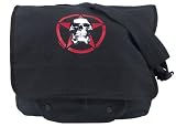 Black Vintage Paratrooper Bag Skull in Red Star