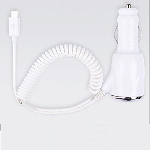 KOMEI Micro USB 2.0 Ultra Quick 10W Retractable Dual Travel Car Charger with Extended Long 3FT Charging Cable for Samsung Galaxy S6/S5/S4 / S4 mini / S3 / S3 Mini,Samsung Galaxy Note 4 / 2,Google Nexus 6 / 5 / 4,Motorola Moto X,M9,M8,HTC,LG,Xiaomi,Huawei,Motorola Droid Razr Maxx, Apple Iphone/ipad/ipad Mini/ipad Air (White 2.1A)+1x Free Silver Metal Shoe Keychain