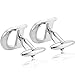 MOWOM Silver Tone 2PCS Rhodium Plated Cufflinks Initial Letter Capital Alphabet D Shirt Wedding
