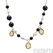 LeaderLine! Made in Italy Stylish Neckalce with 8.20ctw Quartz, Onyx and Pearls Made of 18K Gold.