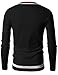 Doublju Mens V-Neck Sweater Pull-Over with Tipping (US-XS/Asian S)
