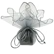 10 Designer Organza Fabric Drawstring Gift Bags Pouches Party Favor Gifts Packaging Silver Medium Size