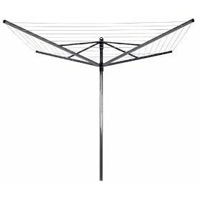 Brabantia Lift-O-Matic Rotary Dryer with 45mm Metal Soil Spear, 50m, 4 arms, Metallic Grey