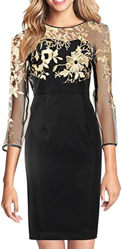 DNING Women's Slim Vintage Embroidery Mother of the Bride Short Dresses M