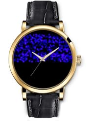 SPRAWL Aanalog Fashion Series Gold Ladies Watches of Genuine Black Leather Strap,Unique Wrist Watch for Women Girls Designed with blue dots