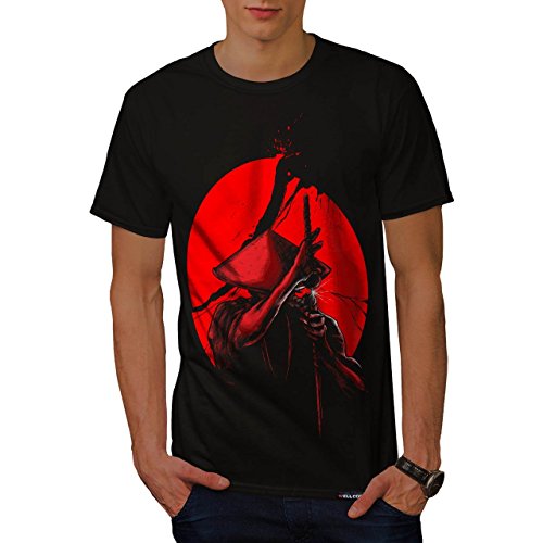 Japanese Warrior Samurai Sun Men NEW Black T-shirt S-5XL | Wellcoda