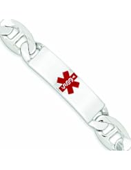 Genuine .925 Sterling Silver Polished Medical Anchor Link Id Bracelet 49.2 Grams 7.5 Inch Length. 100% Satisfaction Guaranteed.
