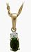 10 Karat Two-Tone Gold Created Emerald Gemstone & Diamond Pendant