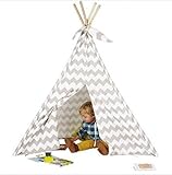 キッズ テント 室内 ティピーテント インディアン 木と布の温もり TEE PEE TENT 秘密基地 (グレー)