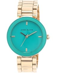 Anne Klein Womens AK/1290TEGB Green Crystal Gold-Tone Bracelet Watch