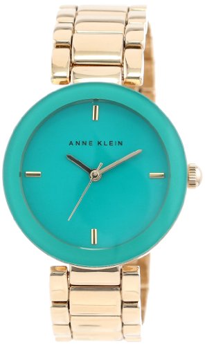 Anne Klein Women's AK/1290TEGB Green Crystal Gold-Tone Bracelet Watch
