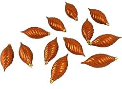 Club Pack of 12 Burnt Orange Shatterproof Finial Christmas Ornaments 4.75"
